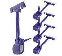 OFFSCH 5 Clips Porta Letreros de Plástico Azul Doble Cabeza Soporte para Etiquetas y Precios Expositor Reutilizable para Estantes y Comercios Clip Sujeción Fuerte para Señalización y