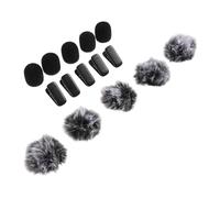 OFFSCH 5 Fundas de Esponja 5 Paravientos Peludos y 5 Clips para Micrófono de Solapa Protector Antiviento Ligero y Adaptable para Entrevistas Conferencias y Grabaciones al Aire Libre