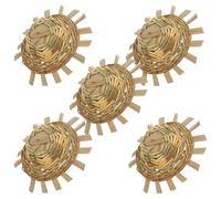 OFFSCH 5 Piezas Mini Sombreros de Paja para Manualidades Tejidas Mano Sombreros Miniatura para Decoración DIY Estilo Rústico Natural Diámetro Exterior