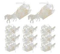 OFFSCH 50 Cajas de Dulces Huecas Beige para Bodas Cajas de Obsequios de Papel Troquelado Diseño de Carruaje Tamaño 19X9X3 CM Decoración para Fiestas y Recuerdos de Invitados