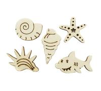 OFFSCH 50 Piezas de Madera Animales Marinos para Manualidades Diy, Accesorios Decorativos de Madera Beige, Ideales para Bodas y Cumpleaños Varios estilos
