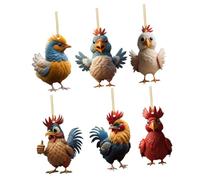 OFFSCH 6 Piezas Colgante de jardín de adornos de pollo adorno de pollo colgante ornamento decoración adorno colgante de pollo colgante de pollo colgante espejo retrovisor artesanía