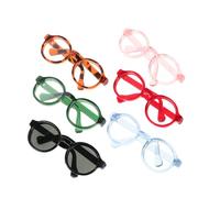OFFSCH 6 Piezas Mini Gafas para Muñecas de Algodón Accesorios de Vestuario Retro con Lentes Redondas Colores Surtidos Leopardo Rosa Azul Rojo Verde Negro para Juguetes Cosplay y