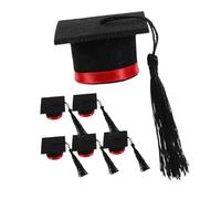OFFSCH 6 Piezas Tapones para Botellas con Sombrero de Graduación Rojo Decoración Mini para Fiesta y Accesorios Elegantes para de Graduación