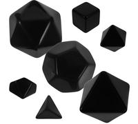 OFFSCH 7 Dados de Plástico Negro para Escribir Dados Pequeños de Varios Lados para Juegos de Mesa RPG para Historia y Borrado en Seco Set de 7 Piezas Seguro y Ligero