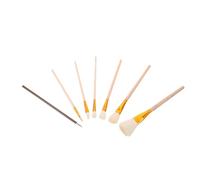 OFFSCH 7 Piezas Juego de Pinceles para Fregona de Lana y Madera, 7 Tamaños Versátiles para Técnicas Artísticas y Pintura de Acuarela para Principiantes y Artistas