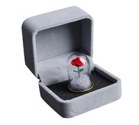 OFFSCH Adorno de Rosa Preservada en Campana de Cristal con Base de Terciopelo Decoración del Hogar y Fiesta para Cumpleaños Boda y Obsequio Romántico Flor Eterna en Caja Elegante