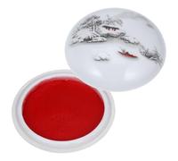 OFFSCH Almohadilla de Tinta para Sellos y Caligrafía Color Rojo Brillante Diámetro 7 CM Caja de Cerámica Almohadilla Multiusos para Pintura China y Dibujo Artístico