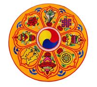 OFFSCH Almohadilla para Cuenco Budista Redonda de 13 Cm Amarilla, Tapete Bordado de Soporte para Cuenco Tibetano, Cojín para Meditación y Oración Budista