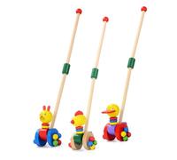 OFFSCH Andador para Ñiño De Madera 2 Piezas Carrito Empujador Desmontable Animales De Madera Coloridos Juguetes Educativos Primeros Pasos para Niños Pequeños