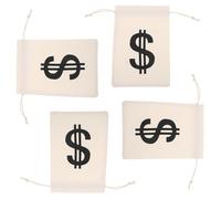 OFFSCH Bolsas de Obsequio Cordón Símbolo Dólar 16x22 Cm 4 Unidades Saco Pirata de Lona Beige para Almacenamiento y Decoración de Fiesta