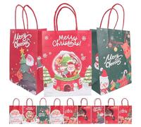 OFFSCH Bolsas de Papel Kraft para Obsequio de Navidad Tamaño Pequeño Pack 30 Unidades Diseños Navideños Variados Papá Noel Muñeco de Nieve Trineo Adecuado para Dulces y Fiestas