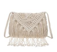 OFFSCH Bolso de playa para mujer, bandolera casual tejida con borlas, para citas y caminar junto al mar