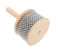 OFFSCH Cabasa de Percusión Manual de Madera y Cuentas Metálicas, Diámetro 11,3 Cm, Instrumento Musical para Principiantes y Adultos, Adecuado para Educación Musical, Aulas y Uso al Aire