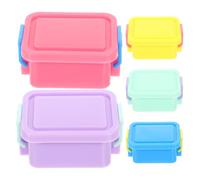 OFFSCH Caja de Almacenamiento para Casa de Muñecas Pequeña Set de 5 Piezas Multicolor Rosa Amarillo Azul Morado Claro Verde Claro Mini Contenedores de Plástico para Decoración y