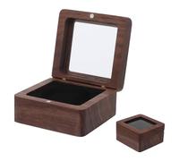 OFFSCH Caja de Almacenamiento para Monedas Desafío de Colección, Estuche de Madera Negra con Ventana Visible, Interior con Esponja Protectora de 6,8 Cm, Vitrina Compacta