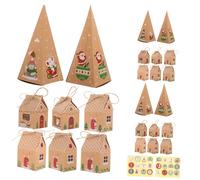 OFFSCH Cajas de de Navidad Forma de Casa Unidades con Pegatinas Numeradas Cuerda de Cáñamo de Cajas Vacías para Dulces y Calendario de Adviento Decoración Festiva para Fiestas