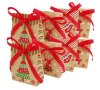 OFFSCH Cajas de Obsequio Navideñas de Papel Kraft Pequeñas 24 Piezas Surtidas para Dulces y Fiestas Bolsa de Papel Resistente para Merienda y Embalaje Festivo