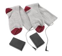 OFFSCH Calcetines Térmicos Eléctricos con Batería para Calefacción Segura y Lavable Calcetines Calefactables para Deportes de Invierno Gris y Rojo Sin Batería Incluida