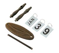 OFFSCH Calendario Perpetuo de Madera Rústica para Escritorio Base Desmontable Ovalada Diseño Nórdico Vintage Calendario Diario de Sobremesa Reutilizable Adecuado para Oficina y Hogar