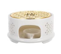 OFFSCH Calentador Cerámico para Tetera con Cuchara y Portavelas Base de Acero Inoxidable para y Leche Calientes Soporte Estable para Tetera de Vidrio Hogar y Oficina