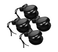 OFFSCH Castañuelas de Madera Negras 4 Piezas (2 Pares) Instrumento Musical de Percusión Tradicional para Flamenco y Educación Musical Pequeña Portátil