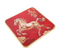 OFFSCH Centro de Mesa Año Chino Figura de Caballo y Marco Dorado, Adorno Decorativo de Madera 20x20 Cm para Oficina y Hogar, Símbolo de Prosperidad y Buena Fortuna