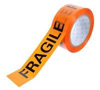 OFFSCH Cinta de Embalaje Frágil Naranja 4.8 Cm X 100 M Texto Negro, Cinta de Señalización para Cajas, Adhesivo Fuerte para Embalaje y Envío Seguro de Paquetes Delicados