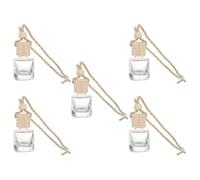 OFFSCH Colgantes para Coche Botellas de Perfume de Vidrio y Madera, Difusores de Fragancia de 8ml para Aliviar el Estrés al Conducir, Paquete de 5 Unidades