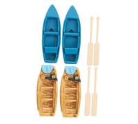 OFFSCH Conjunto Barcos de Resina Azul para Decoración de Micro Paisaje y Playa Incluye Barcos de Madera y Botes de Descanso para DIY y Ornamentos Casa