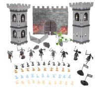 OFFSCH Conjunto de Figuras de Soldados Medievales Estáticos, 250 Piezas en 4 Colores, Modelo de Caballeros para Juegos y Decoraciones, Figuras de Acción Infantiles y Mesa de Arena