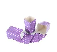 OFFSCH Contenedores Plegables para Palomitas de Maíz en Cartón Morado Diseño de Puntos, Paquete de 24, Tamaño Compacto, Ideales para Bodas y Noches de Cine