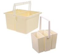 OFFSCH Cubo de Lavado para Pinceles de Artista 2 Piezas, Lavadora de Pinceles Multifuncional Portátil, Material Resistente, Color Amarillo, Diseño Apilable Separadores, Adecuado