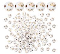 OFFSCH Cuentas Acrílicas Espaciadoras Diseño Cruzado, 500 Piezas Blancas Detalles Dorados, para Manualidades Diy, Pulseras, Collares y Fabricación de Joyería Artesanal