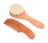OFFSCH Cuidado Niña Recién Nacido con Cepillo Lana y Peine Madera para Masaje y Baño Cepillo Pelo Infantil Delicado para Limpieza y Regalo Niña Año