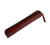 OFFSCH Estuche de Piel para Bolígrafos con Cremallera Funda Portátil Artesanal para y Bolígrafos Protector Compacto Rojo Vino para Diario Oficina y Universidad