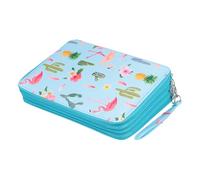 OFFSCH Estuche para Lápices De Dibujo Gran Capacidad 200 Compartimentos PU Piel Cocodrilo Azul Flamingo Estudiantes Organización Portátil para Papelería Arte Escolar Viaje