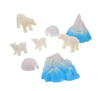 OFFSCH Figuras Árticas de Oso Polar de Resina 8 Piezas Iglús y Osos Grandes y Pequeños Miniaturas Educativas para Dioramas Polares y Decoración de Pueblos Navideños de Invierno