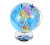 OFFSCH Hucha Globo Terráqueo Infantil de Vinilo Banco de Monedas Portátil con Base Estable Diseño Decorativo para Fomentar Ahorro y Jóvenes