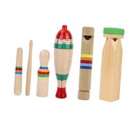 OFFSCH Instrumentos Musicales Infantiles de Madera para Juguete Educativo de Percusión con Resonador Silbato de Tren y Raspador de Rana para Desarrollo Temprano y Exploración Sonora