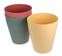 OFFSCH Juego de 3 Cubos de Basura Pequeños sin Tapa de Plástico Polipropileno Colores Verde Rosa y Amarillo para Dormitorio Oficina y Uso Doméstico Diseño Abierto y Gran Capacidad