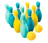 OFFSCH Juego De Bolos para Niños, Juguetes De Bolos De Plástico, 10 Botellas 2 Bolas De 19 Cm, Juguetes Deportivos para Interior y Exterior, Actividad Infantil Divertida y Segura