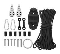OFFSCH Kit de Carro de Anclaje para Kayak Polea y Cuerda Negra | Acero Inoxidable, Goma y Nylon, Montaje Lateral Reversible, para Pesca en Lago y Pequeñas Embarcaciones