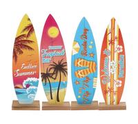 OFFSCH Letrero de Madera Tabla de Surf Pequeño 4 Piezas Decoración Náutica para Mesa y Oficina Estilo Mediterráneo Adorno Tropical para Hogar Playa y Bar
