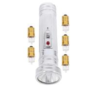 OFFSCH Linterna de Mano Vintage de Metal Retro sin Batería Linterna Pequeña Plateada para Camping y Senderismo 2 Pilas Tamaño D Incluidas 5 Bombillas LED para Exteriores