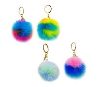OFFSCH Llavero Pompón de Piel Sintética de Conejo Set de 4 Piezas Colores Mixtos Tipo Macaron Accesorio Ligero para Bolso Mochila y Decoración de Llaves