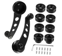 OFFSCH Manivelas para Elevalunas de Coche Manijas de Aluminio para Puertas Mango Giratorio con Clip de Montaje y Adaptadores Reemplazo para Interiores y Exteriores Color Negro