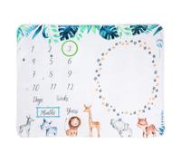 OFFSCH Manta Conmemorativa para Ñiño Recién Nacido 120x100 Cm de Franela Suave, Juego 3 Piezas 2 Marcos para Fotos Mensuales, Accesorio Adecuado para Sesión Fotográfica y Decoración