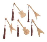 OFFSCH Marcadores de Lectura de Madera Diseño de Guitarra Retro, Set de 5 Piezas Forma de Instrumento Musical, Marcapáginas Decorativos para Estudiantes y Amantes la Música