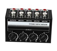 OFFSCH Mezclador de Audio Estéreo de 4 Canales Mini Mezclador de Audio para Computadora Portátil Teléfono Controlador de Sonido Pasivo Barra de Cobre de Hierro Duradera Escenario